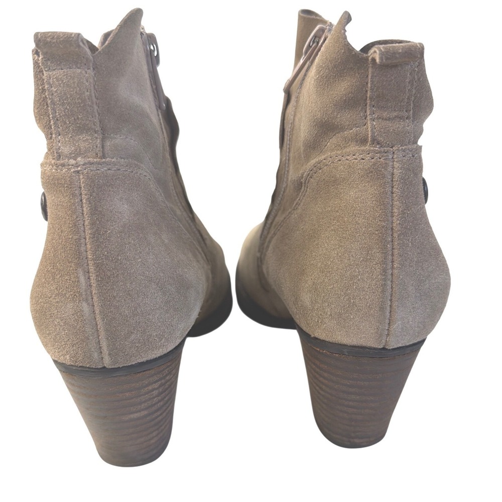 Paul Green Suede Ankle Boots Taupe Side Zip Booties Womens UK 3 US 5 - Picture 6 of 10